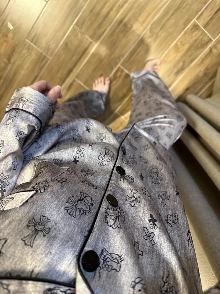 Ice Silk Pajamas for Women Spring & Fall Long-Sleeved Cute New Thin Silk Summer Ladies Ins Style Suit Home Clothes — feature 21