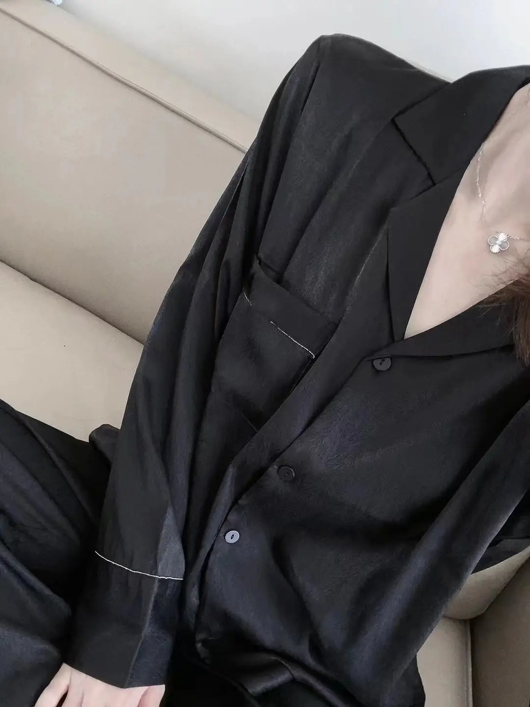 Ice Silk Pajamas for Women Spring & Fall Long-Sleeved Cute New Thin Silk Summer Ladies Ins Style Suit Home Clothes