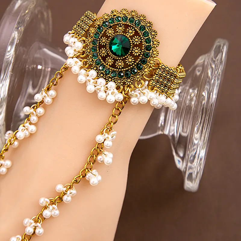 Vintage Ethnic Geometric Square Bracelet with Pearl Tassels - Image 13