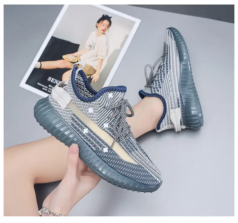 Women's Flying Woven High-Step Casual Sneakers Star Design — feature 12