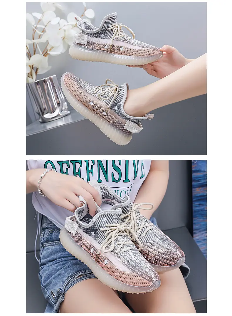 Women's Flying Woven High-Step Casual Sneakers Star Design — feature 9