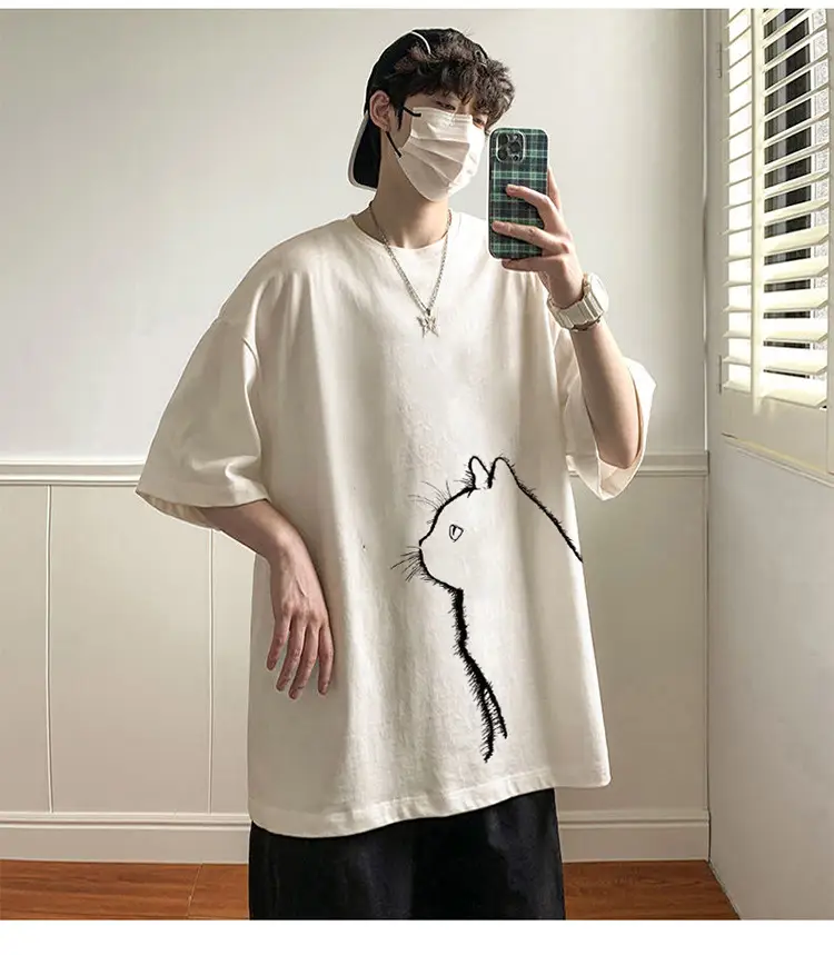 Men Cotton Cat Print T-Shirt Summer 2023 — feature 15