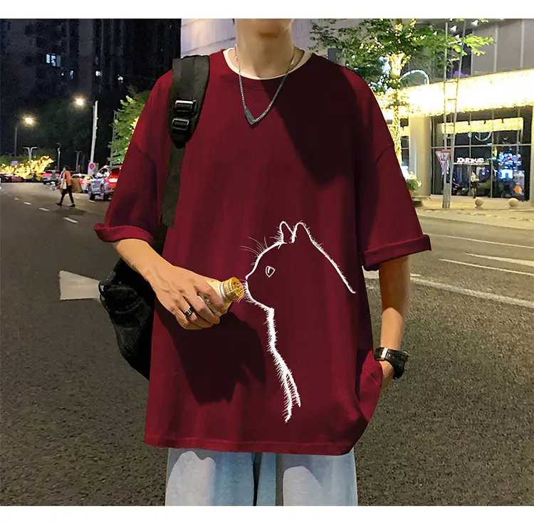 Men Cotton Cat Print T-Shirt Summer 2023 — feature 16