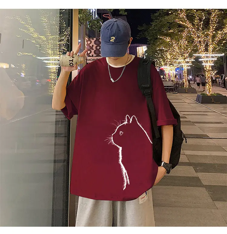 Men Cotton Cat Print T-Shirt Summer 2023 — feature 20