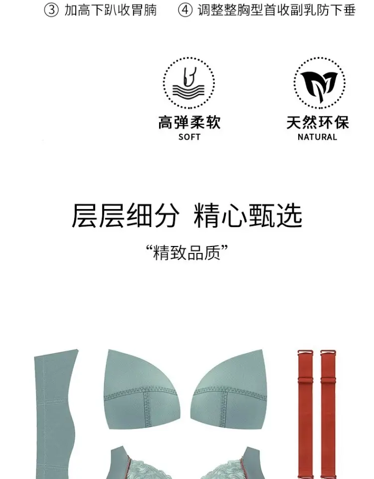 Summer Underwear Women's Thin Large Chest Small Push-up Anti-sagging Adjustable Bra plus size Non-rimmed Bra Ultra-thin — feature 12