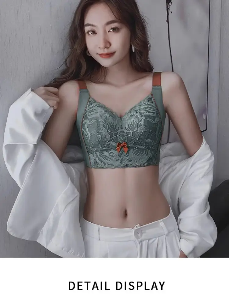 Summer Underwear Women's Thin Large Chest Small Push-up Anti-sagging Adjustable Bra plus size Non-rimmed Bra Ultra-thin — feature 21