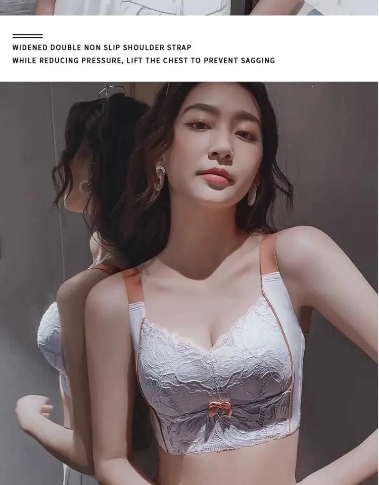 Summer Underwear Women's Thin Large Chest Small Push-up Anti-sagging Adjustable Bra plus size Non-rimmed Bra Ultra-thin — feature 29