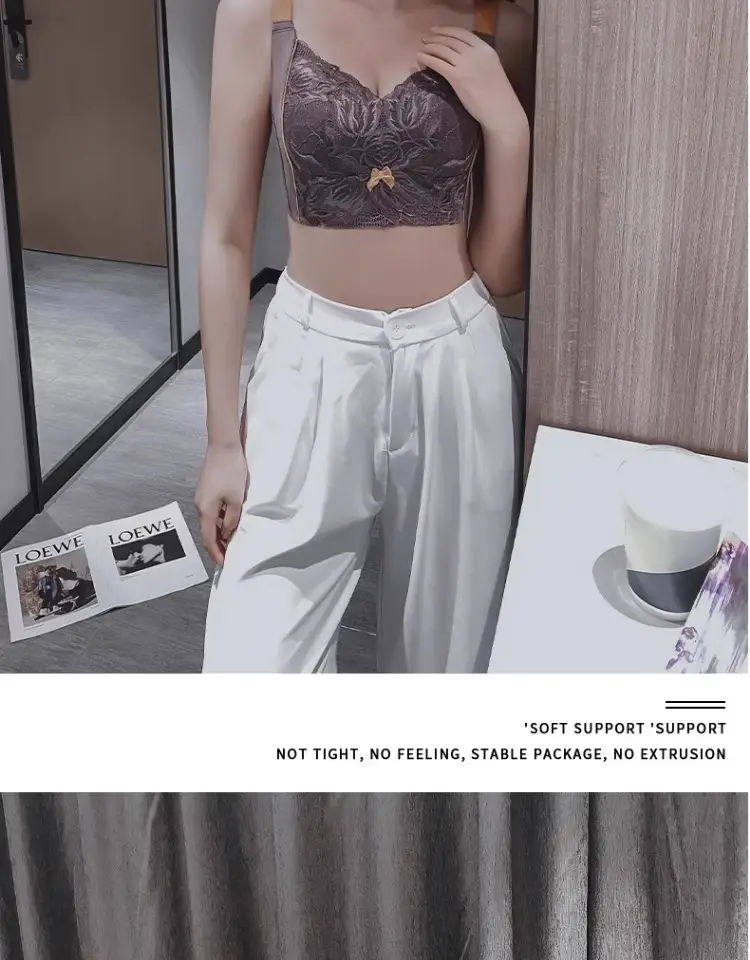 Summer Underwear Women's Thin Large Chest Small Push-up Anti-sagging Adjustable Bra plus size Non-rimmed Bra Ultra-thin — feature 32