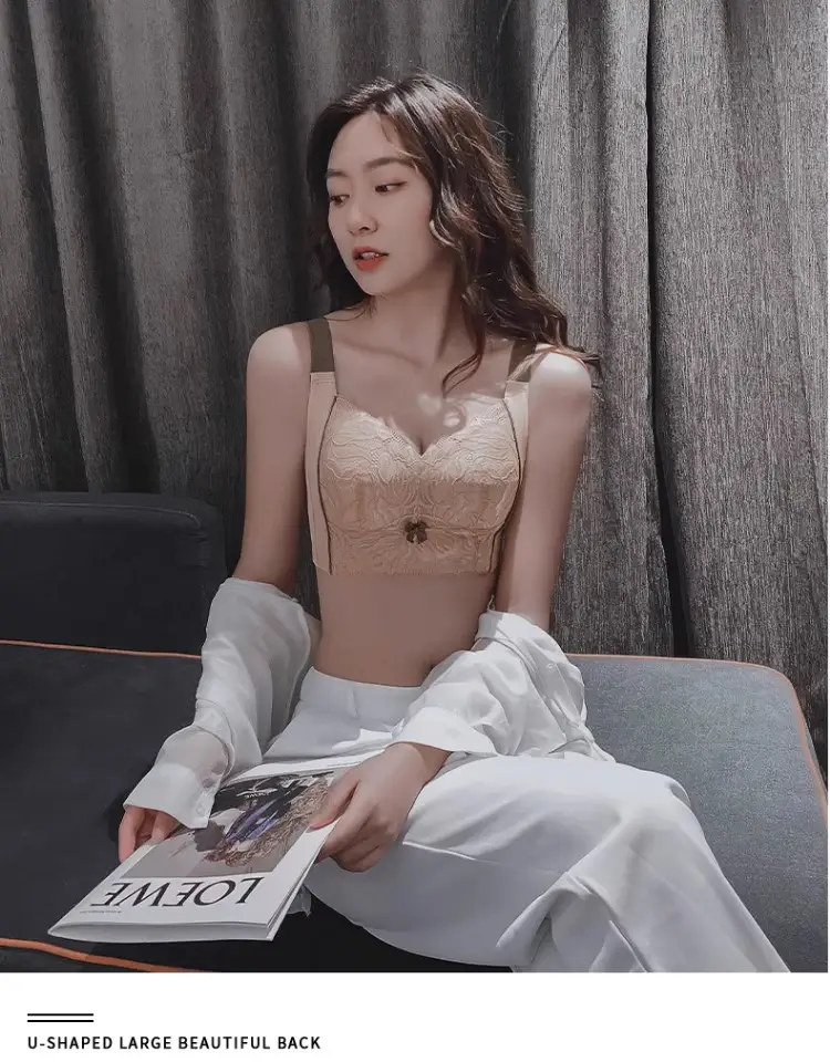 Summer Underwear Women's Thin Large Chest Small Push-up Anti-sagging Adjustable Bra plus size Non-rimmed Bra Ultra-thin — feature 33