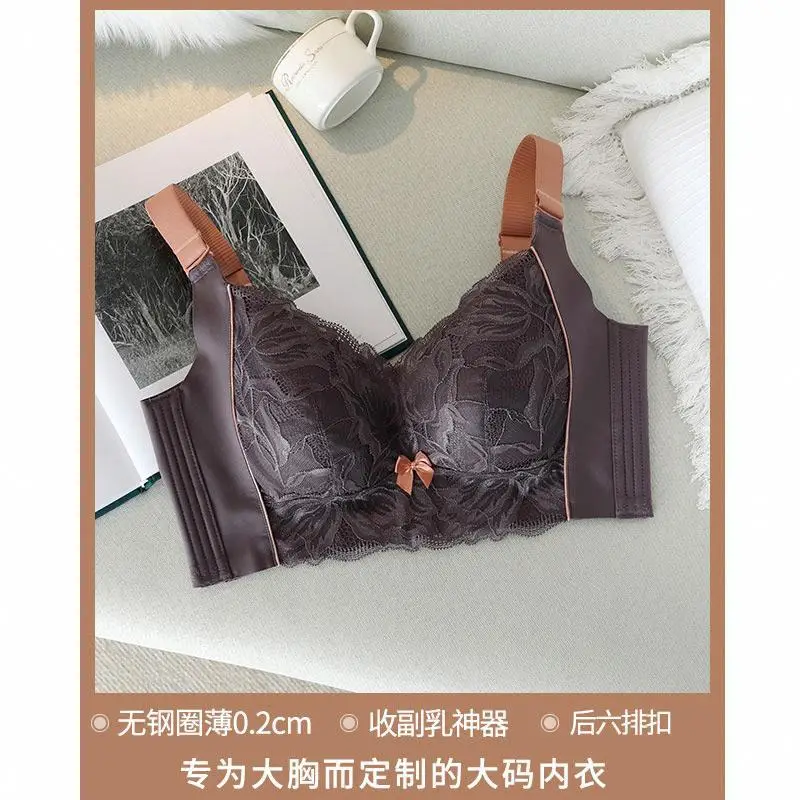 Summer Underwear Women's Thin Large Chest Small Push-up Anti-sagging Adjustable Bra plus size Non-rimmed Bra Ultra-thin