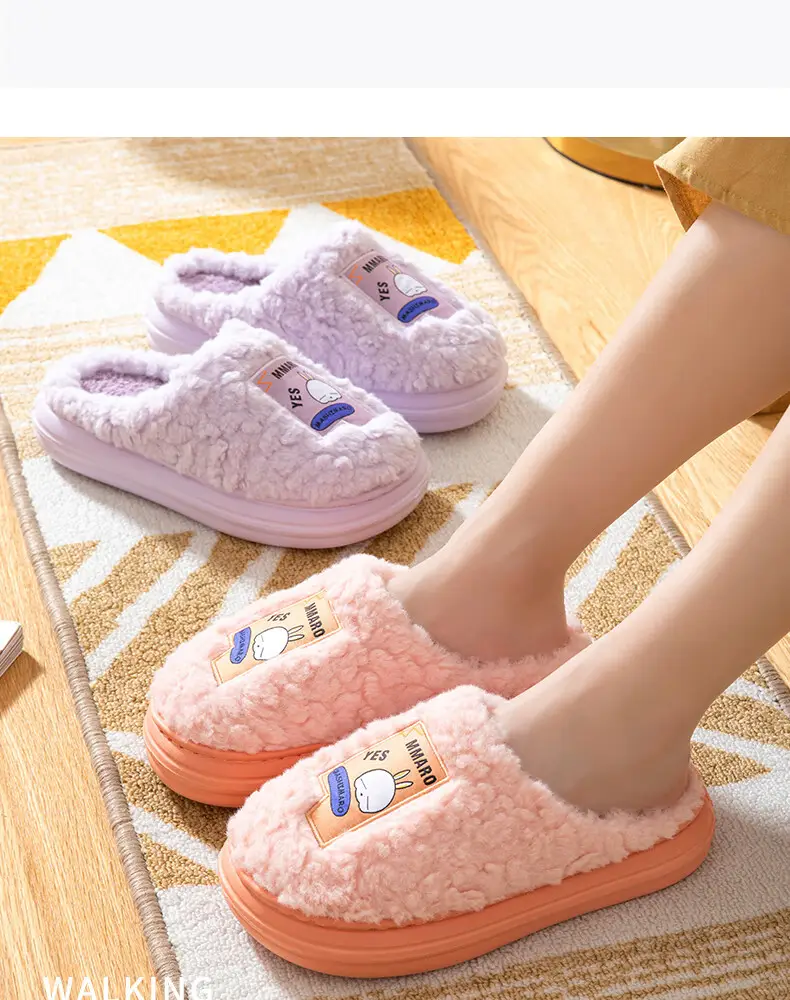 Cotton Slippers with a Mischievous Rabbit Design for Women, Winter Indoor Plush Warm Eva Slippers for Men, Autumn and Winter Cartoon Home Slippers — feature 11