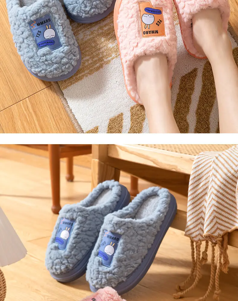 Cotton Slippers with a Mischievous Rabbit Design for Women, Winter Indoor Plush Warm Eva Slippers for Men, Autumn and Winter Cartoon Home Slippers — feature 14