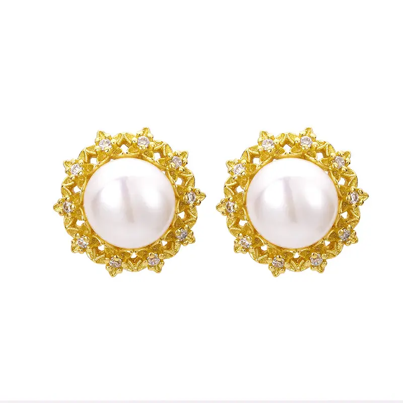 French Retro Pearl Earrings with Small Stars - Image 5
