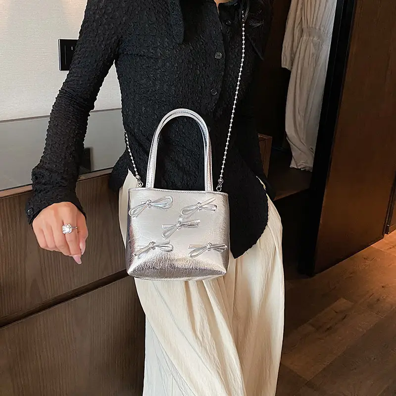 Silver Chain Shoulder Messenger Bag for Women - Image 3