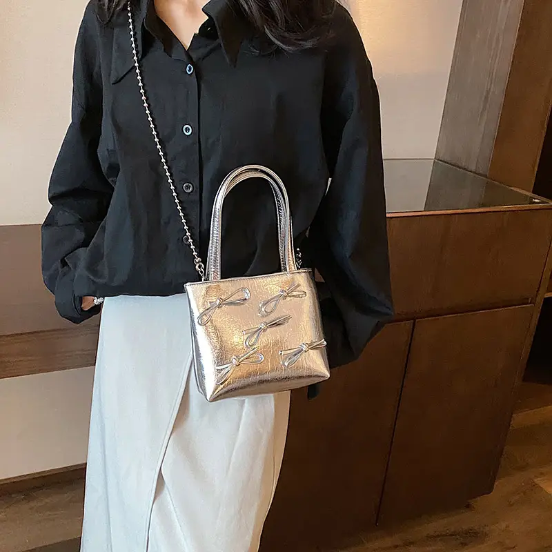 Silver Chain Shoulder Messenger Bag for Women - Image 5