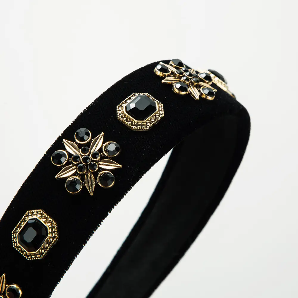 Maroon Rhinestone Hair Band with Wide Edge - Image 5