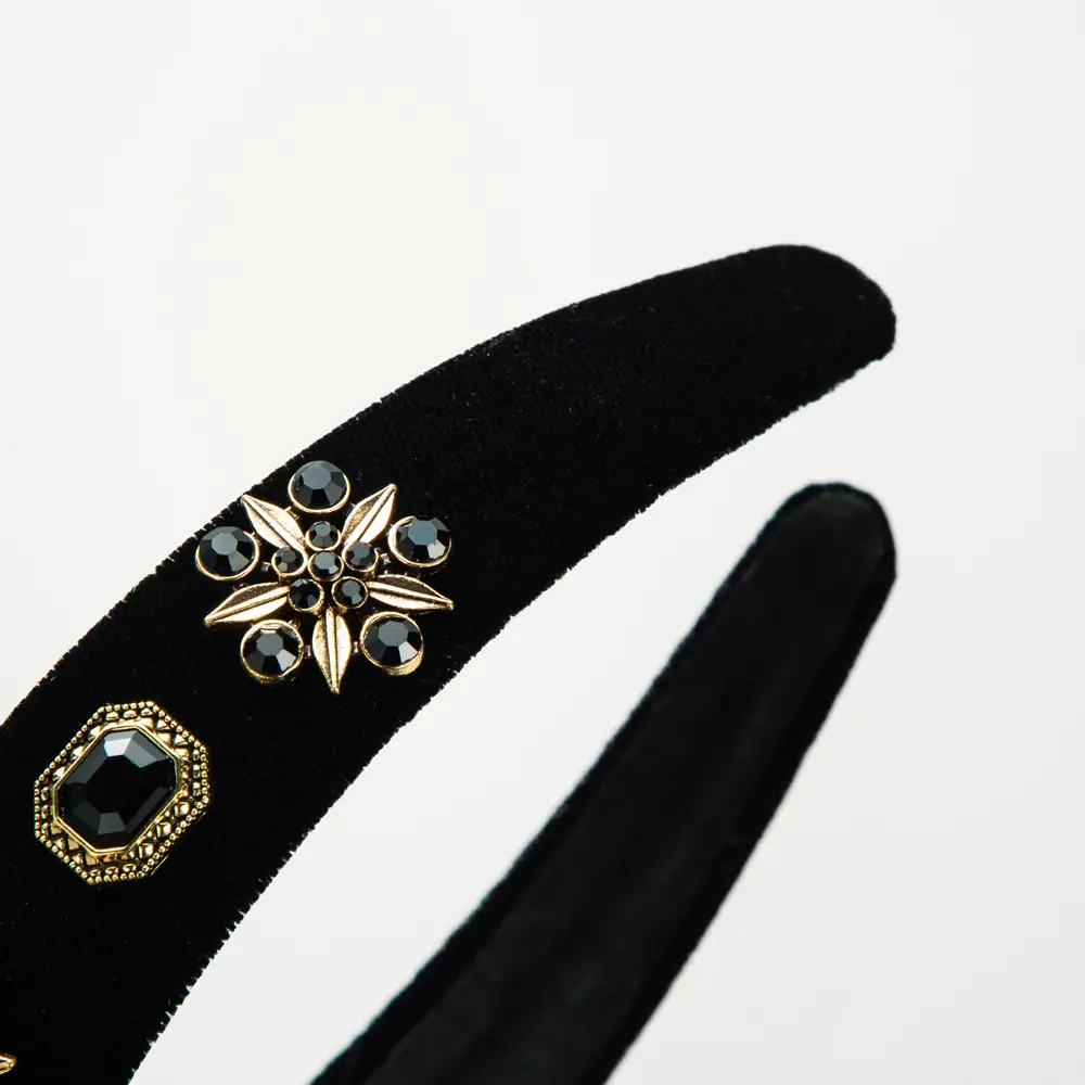Maroon Rhinestone Hair Band with Wide Edge - Image 6