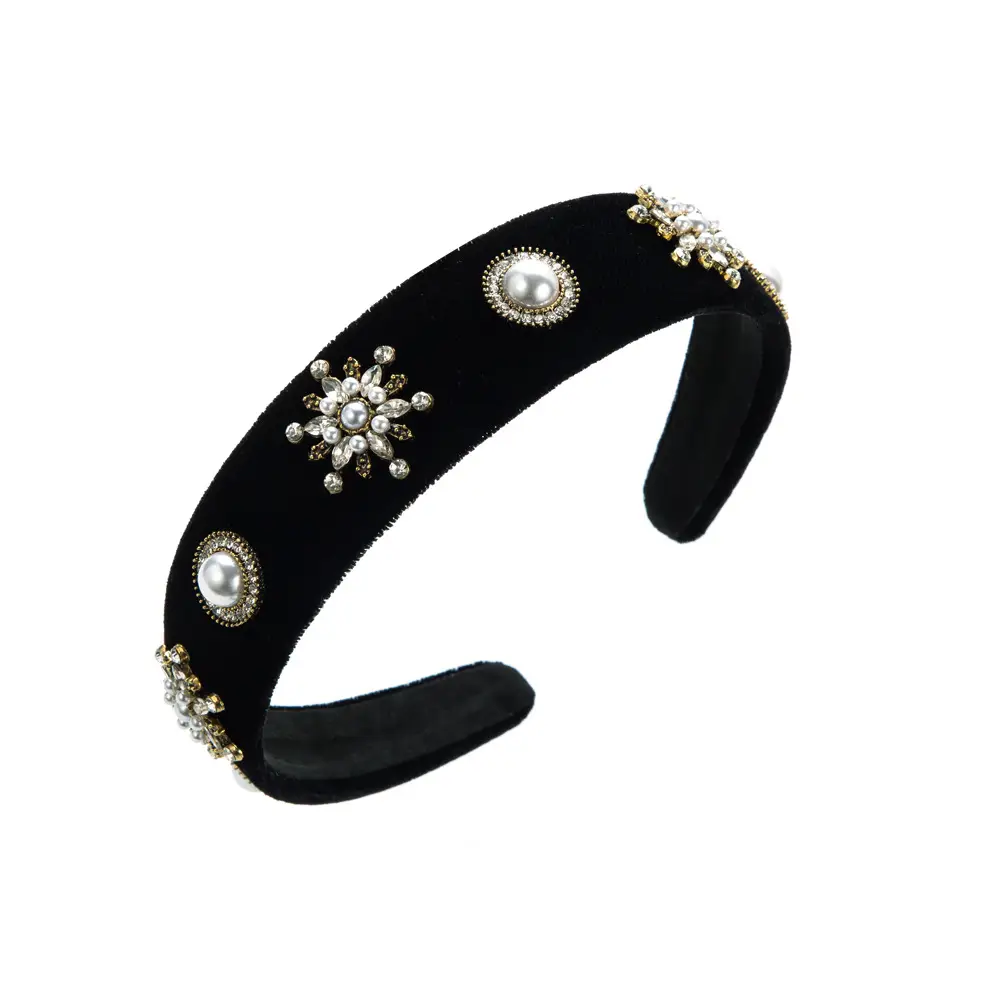 Maroon Rhinestone Hair Band with Wide Edge - Image 8