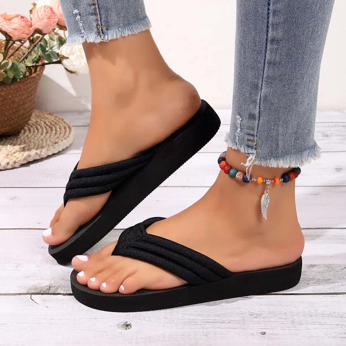Women European American Flip Flops Wedge Sandals 2023 — feature 6