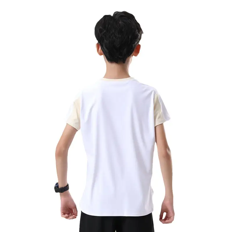 Men White Contrast T-Shirt 2024 Summer Back View - Image 7