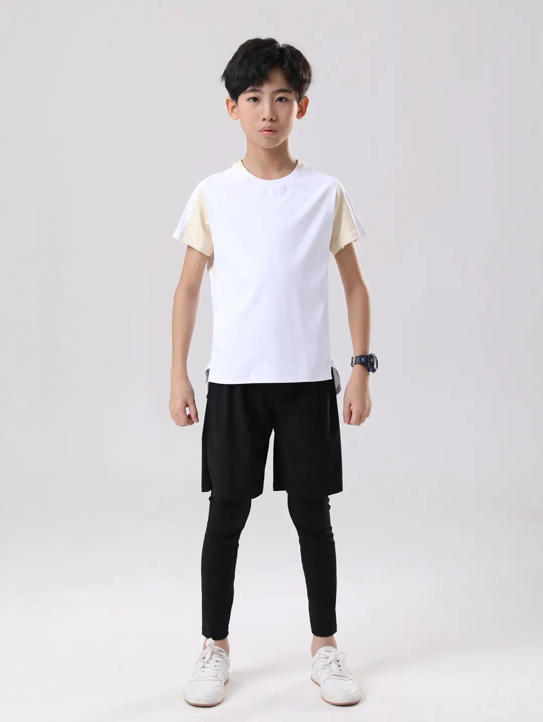 Men White Contrast T-Shirt 2024 Summer Back View — feature 14