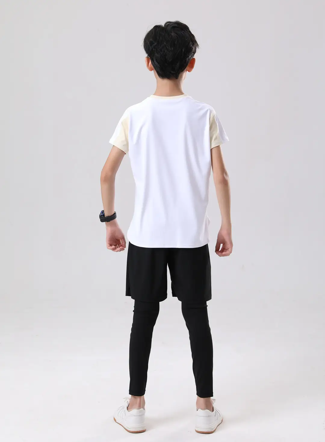 Men White Contrast T-Shirt 2024 Summer Back View — feature 15