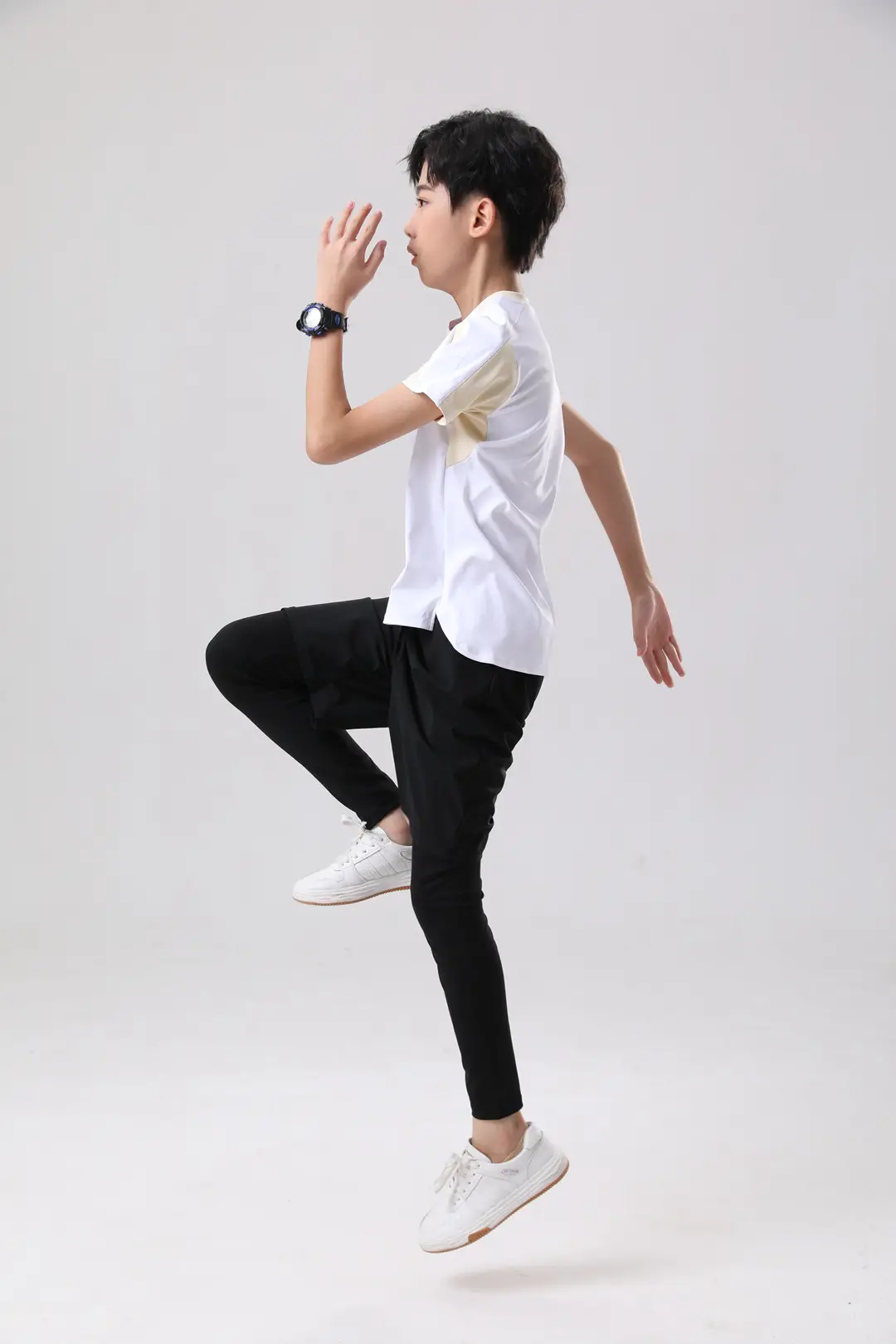 Men White Contrast T-Shirt 2024 Summer Back View — feature 16