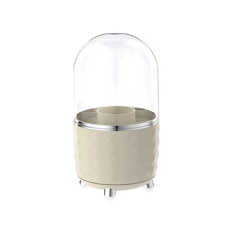 Rotatable Makeup Brush Storage Box Cream Color 25.5cm