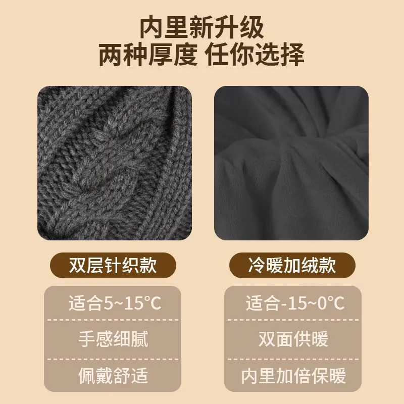 Men's Grey Knit Windproof Beanie Hat - Image 26
