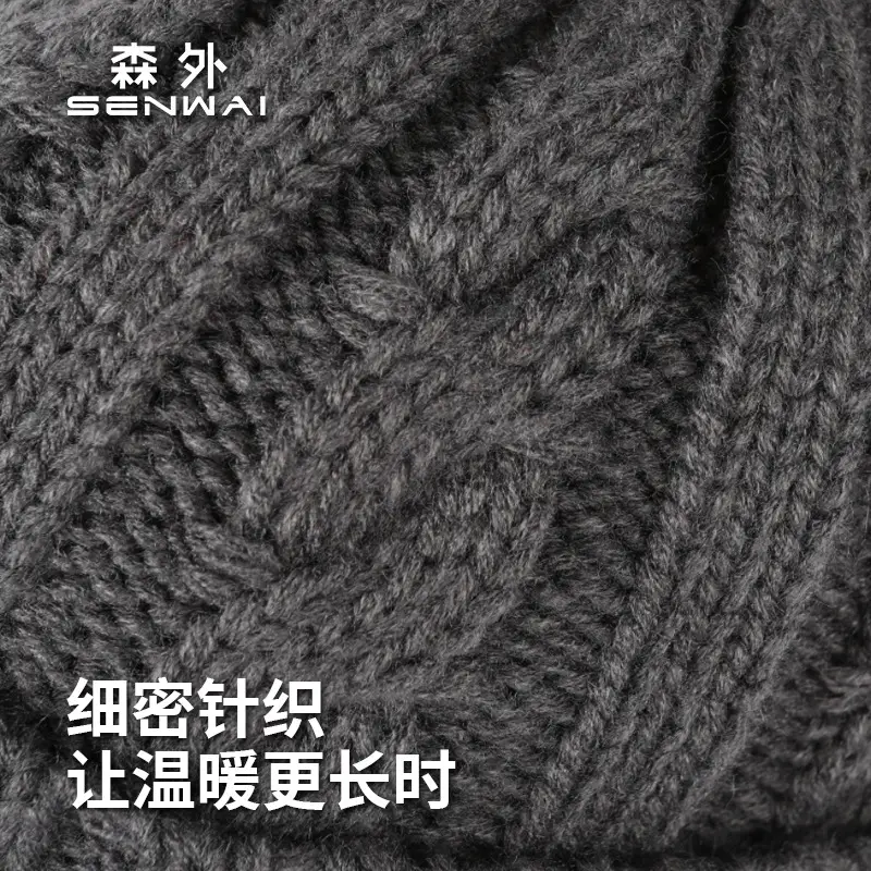 Men's Grey Knit Windproof Beanie Hat - Image 28