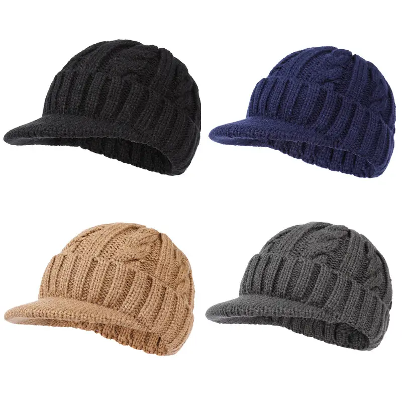 Men's Grey Knit Windproof Beanie Hat - Image 29