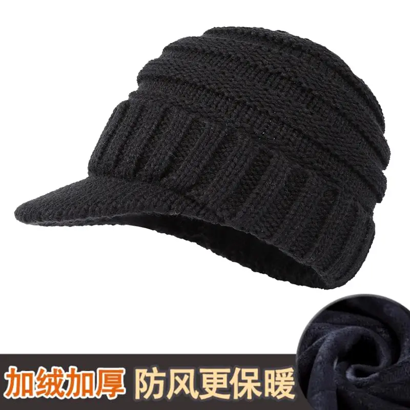 Men's Grey Knit Windproof Beanie Hat - Image 13