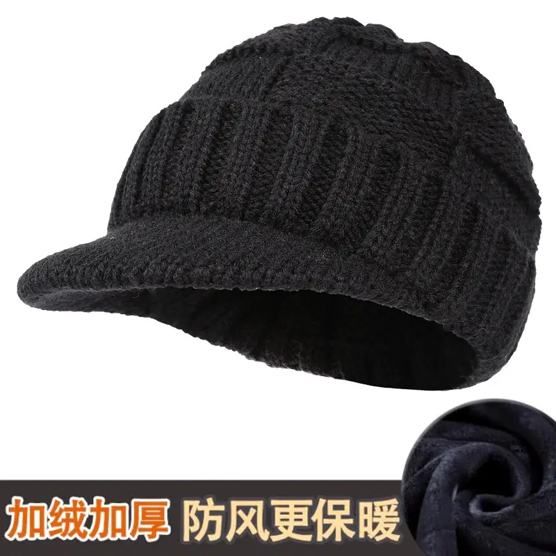 Men's Grey Knit Windproof Beanie Hat - Image 21