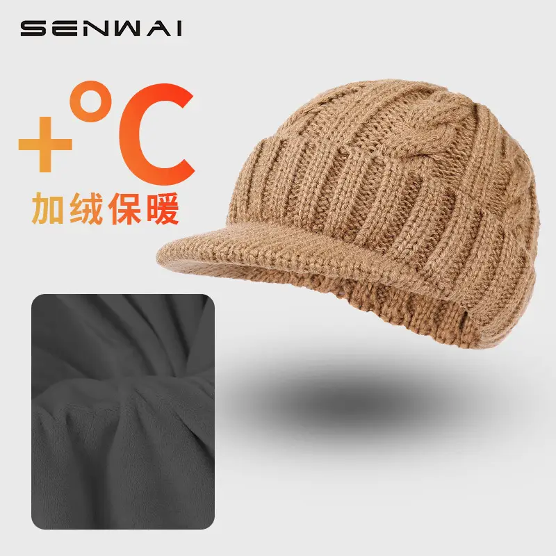 Men's Grey Knit Windproof Beanie Hat - Image 8