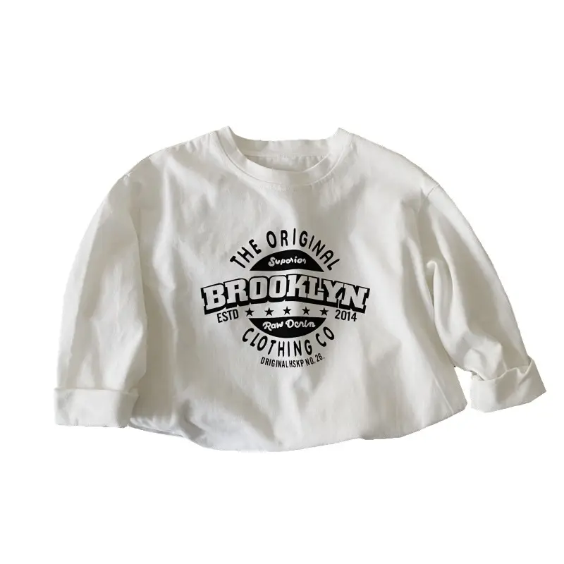 Children Cotton Long Sleeve T-Shirt White Spring Autumn Korean Style - Image 7