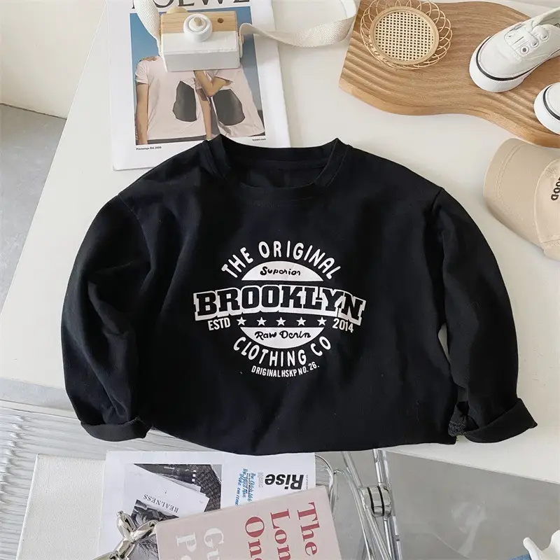 Children Cotton Long Sleeve T-Shirt White Spring Autumn Korean Style - Image 2