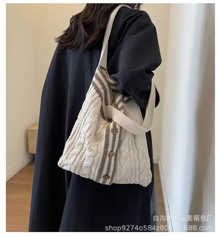 Women Woolen Knitted Shoulder Bag 2026 New Large Capacity — feature 1