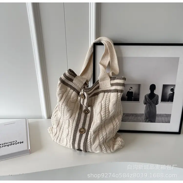 Women Woolen Knitted Shoulder Bag 2026 New Large Capacity - Image 2