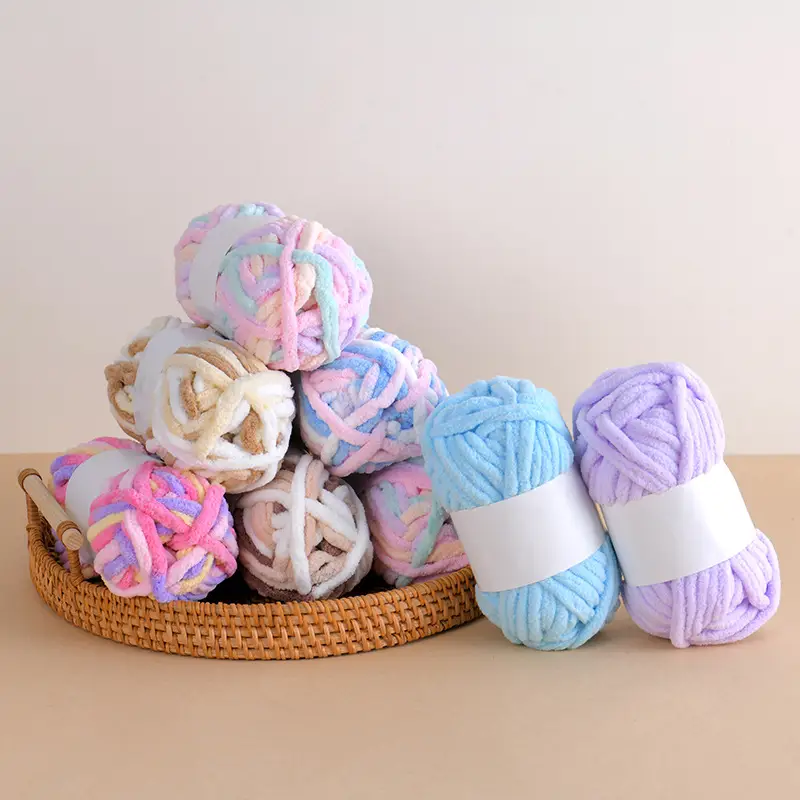 In-Stock Ice Strip Yarn Colorful Thick Yarn Single Strand Handmade DIY Crochet Slippers Neck Warmer Scarf Yarn Wholesale