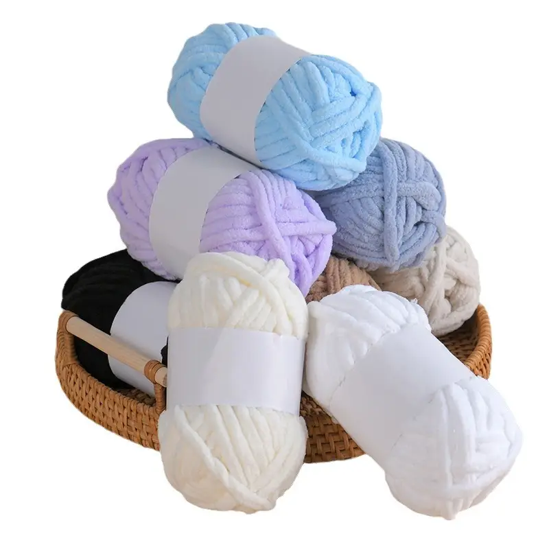 In-Stock Ice Strip Yarn Colorful Thick Yarn Single Strand Handmade DIY Crochet Slippers Neck Warmer Scarf Yarn Wholesale