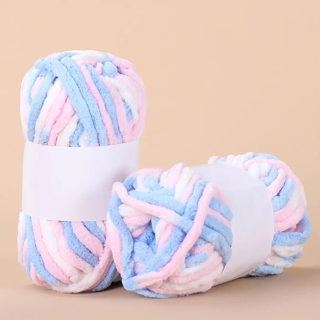 In-Stock Ice Strip Yarn Colorful Thick Yarn Single Strand Handmade DIY Crochet Slippers Neck Warmer Scarf Yarn Wholesale