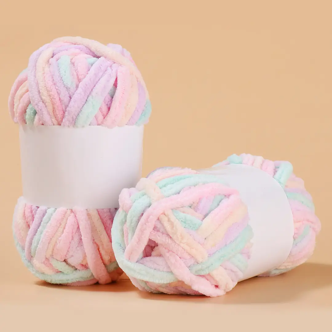 In-Stock Ice Strip Yarn Colorful Thick Yarn Single Strand Handmade DIY Crochet Slippers Neck Warmer Scarf Yarn Wholesale