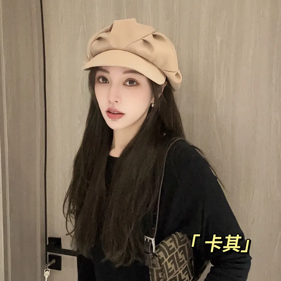 Black Women's Octagonal Peaked Cap for Autumn Casual Wear - Image 5