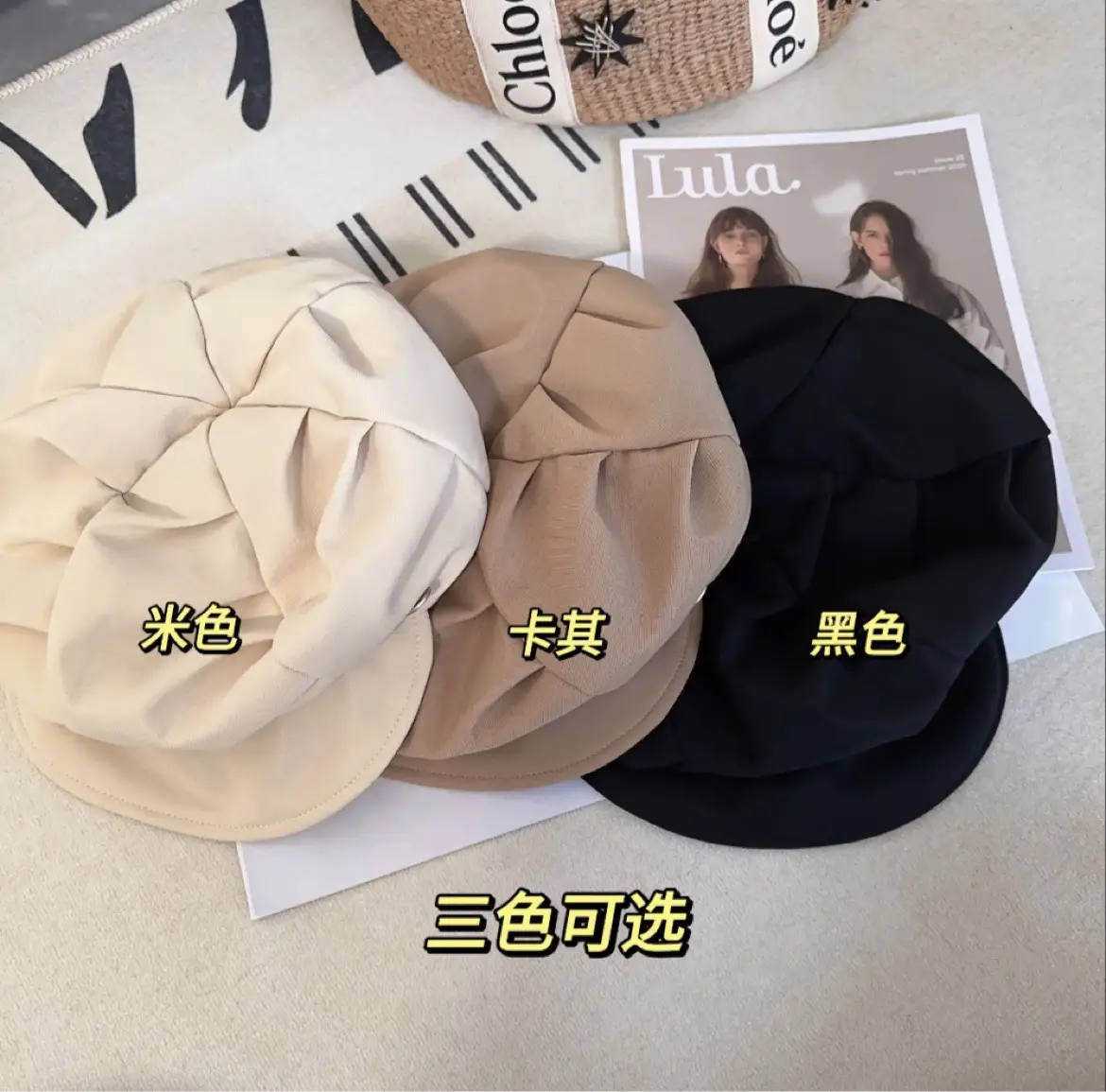 Black Women's Octagonal Peaked Cap for Autumn Casual Wear — feature 2