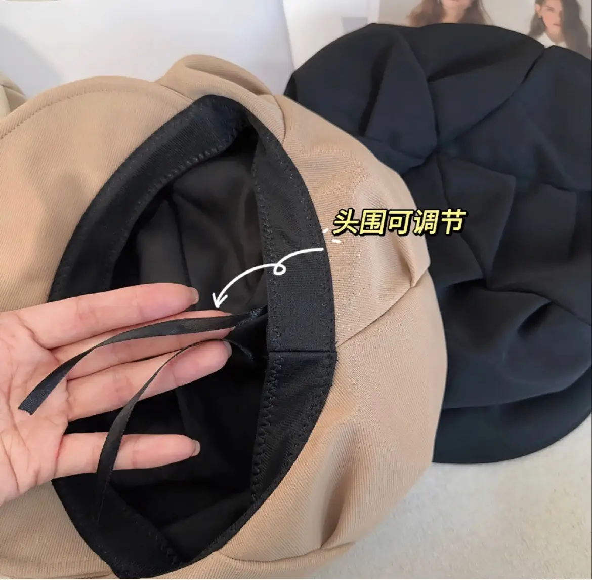 Black Women's Octagonal Peaked Cap for Autumn Casual Wear — feature 3