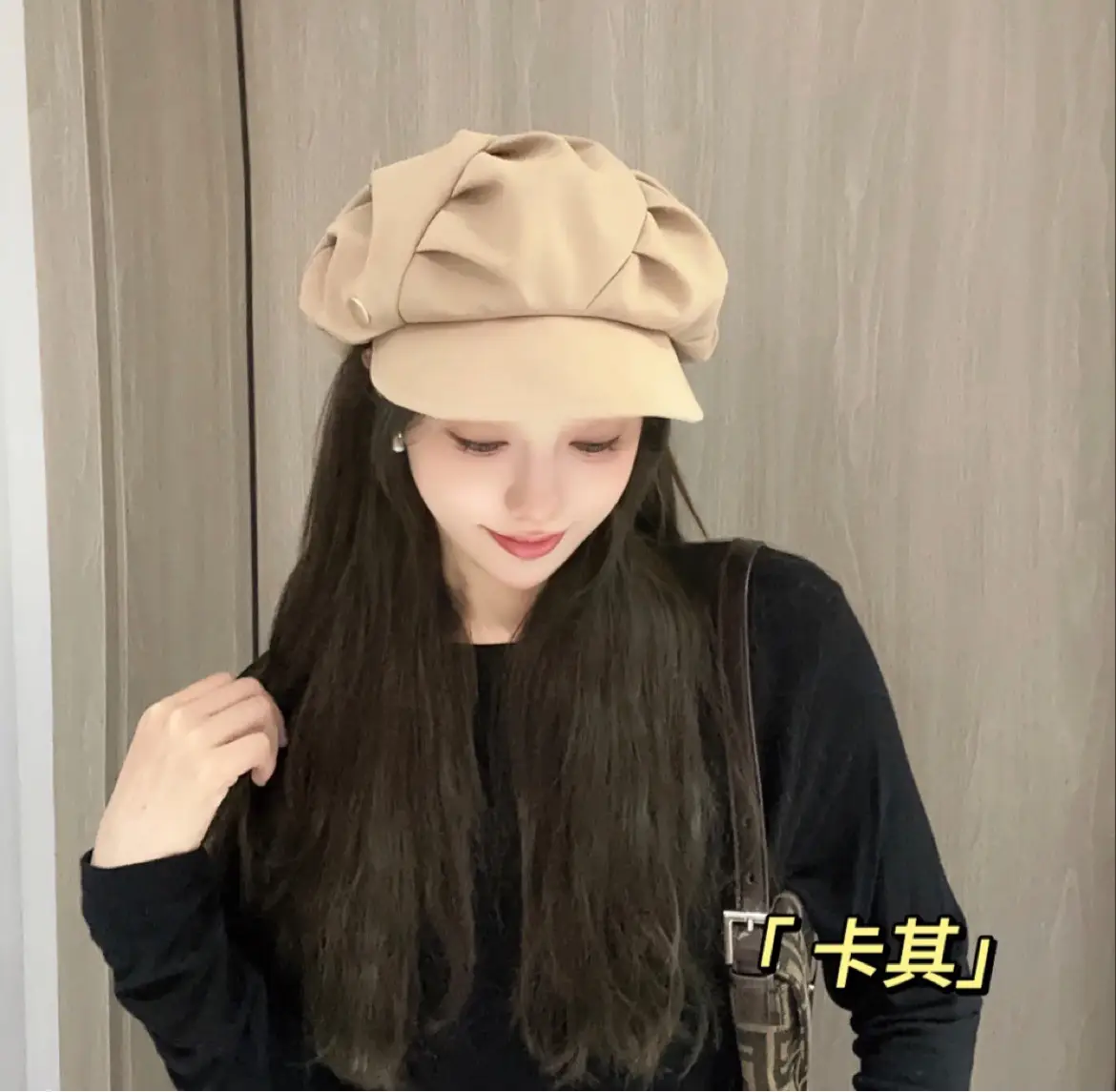 Black Women's Octagonal Peaked Cap for Autumn Casual Wear — feature 7