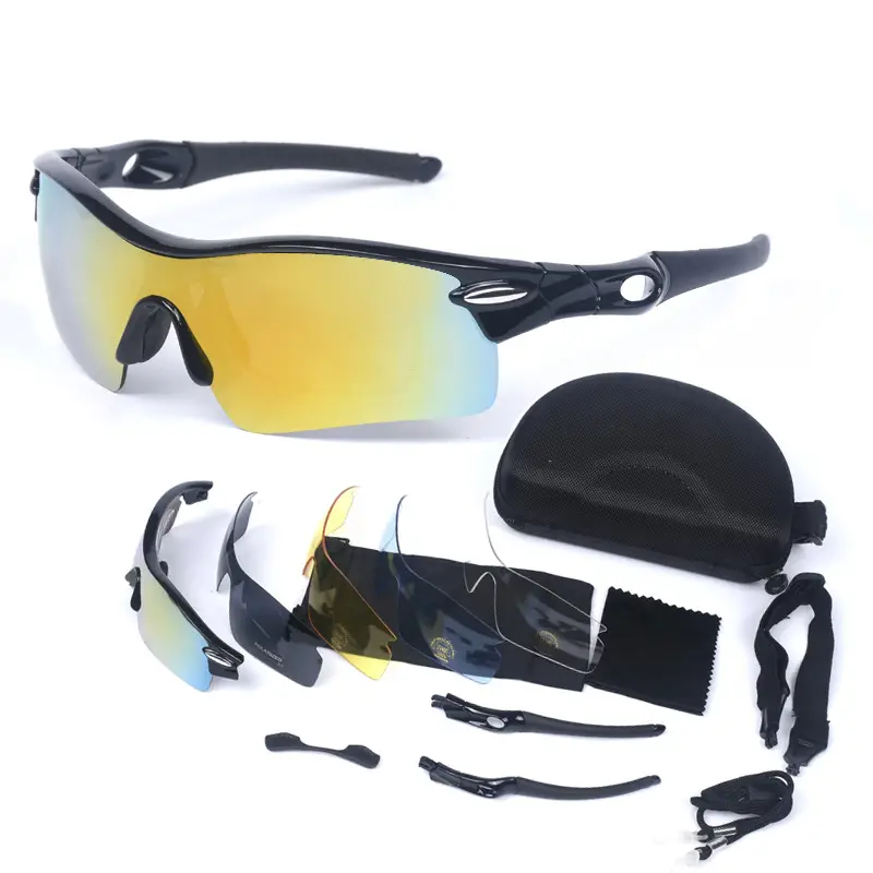 Mountain Bike Cycling Glasses 5 Lens Outdoor Polarized Driving Sunglasses Sports Goggles — feature 4