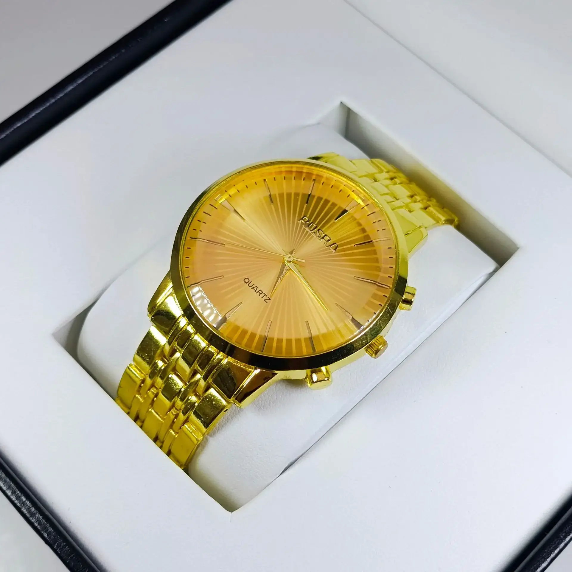Gold Steel Belt Watch for Men Quartz