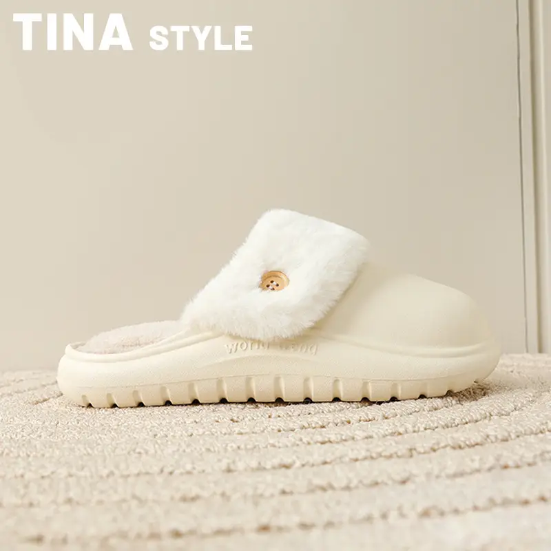 Removable and Washable Comfortable Cotton Slippers for Women, Winter Indoor Home Non-Slip Waterproof Warm Thick-Soled Plush Slippers for Men - Image 8