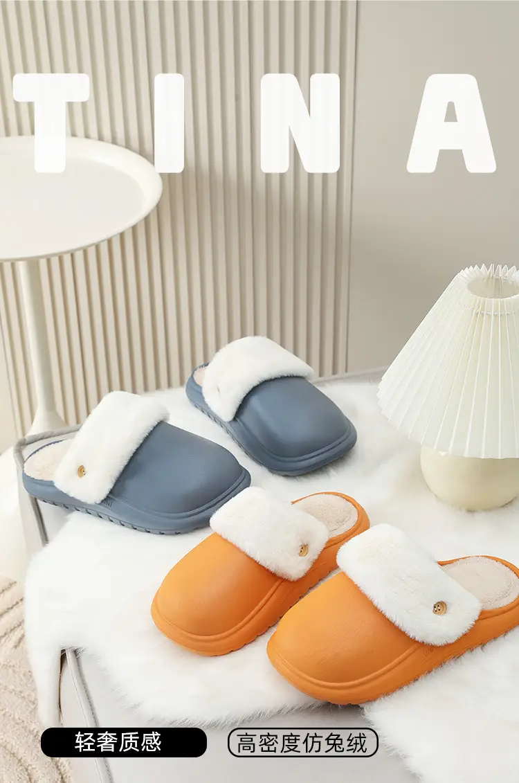 Removable and Washable Comfortable Cotton Slippers for Women, Winter Indoor Home Non-Slip Waterproof Warm Thick-Soled Plush Slippers for Men — feature 4